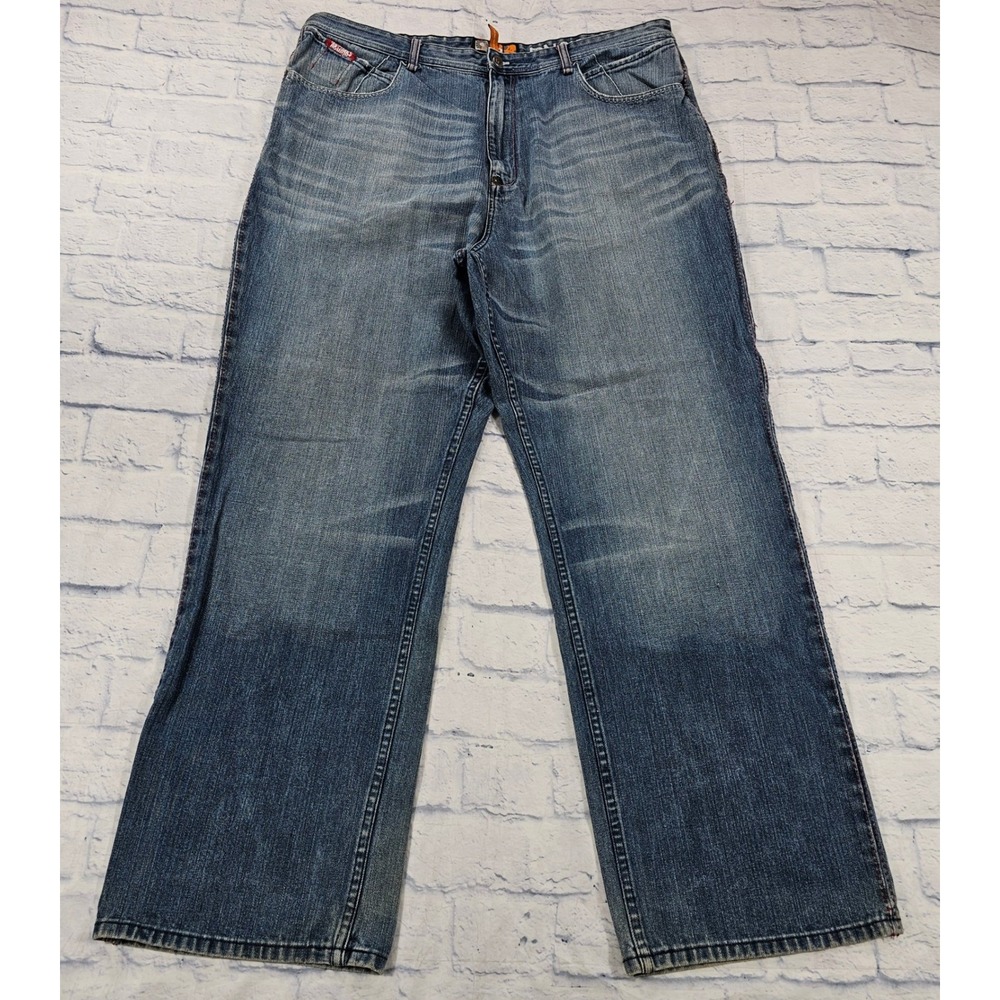 Akademiks Jeanius The Return Jeans Mens 42 Blue Wide Leg Baggy Y2K Streetwear